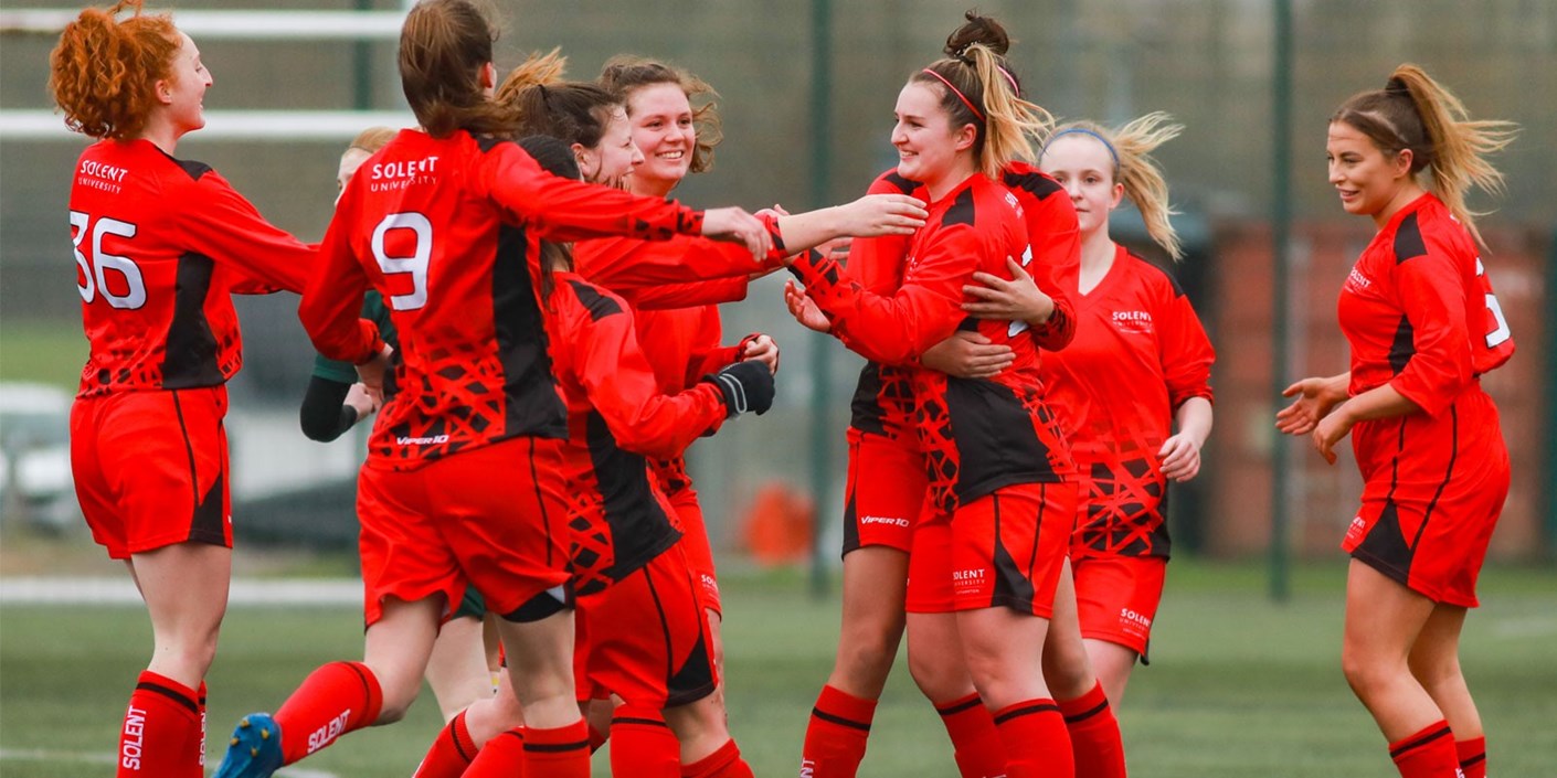 Students at Solent University playing football